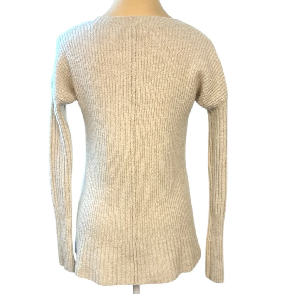 Vintage Abercrombie & Fitch Cream Ribbed Pullover Sweater Side Zippers Sz XS Y2K